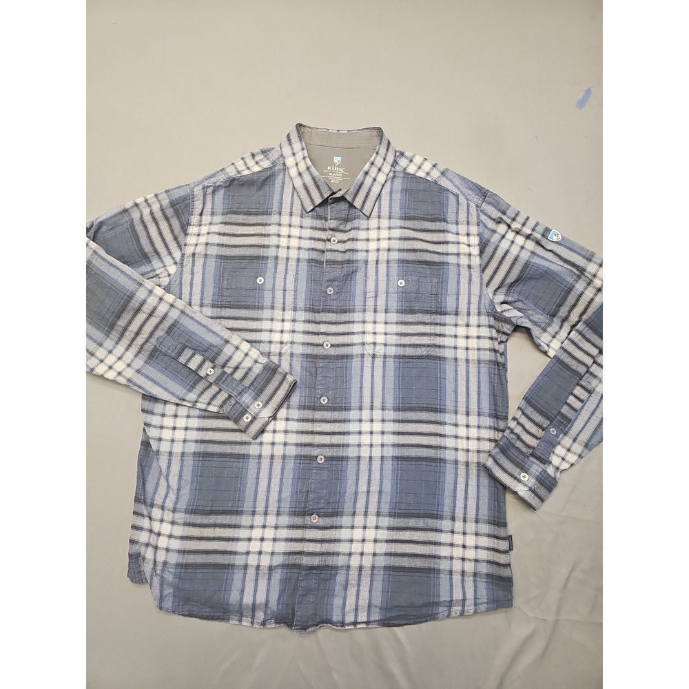 Kuhl Mens XL Blue Button Up Shirt Long Sleeve Cotton Tencel